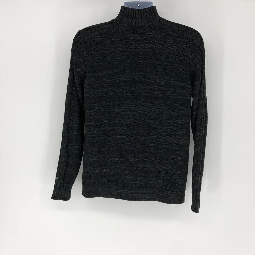 Columbia Men's 1/4 Zip Pop Over Cotton Grey Black Knit Sweater Size Medium